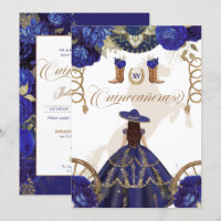 Marine Royal Blue Western Charro Quinceanera 2 côt