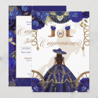 Marine Royal Blue Western Charro Quinceanera 2 côt