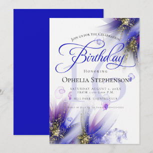 Invitation Marine sans peur Purple Abstrait Floral Anniversai