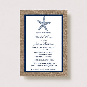 Invitation Marine Starfish Beach Burlap Fête des mariées