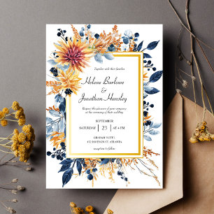 Invitation Marine Terracotta rouille Élégant Floral Rustic Ma