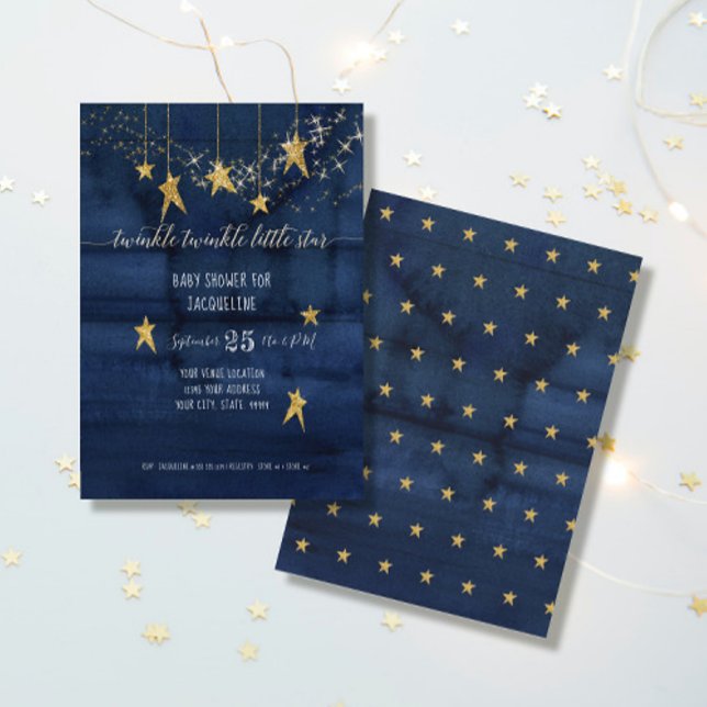 Invitation Marine Twinkle Little Star Gold Baby shower garçon (Créateur téléchargé)