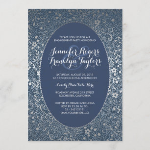 Invitation Marine Vintage florale d'argent du Parti de l'enga