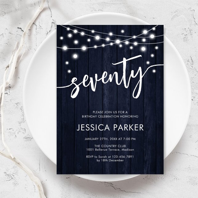 Invitation Marine White Rustic Wood 70e fête d'anniversaire (Créateur téléchargé)