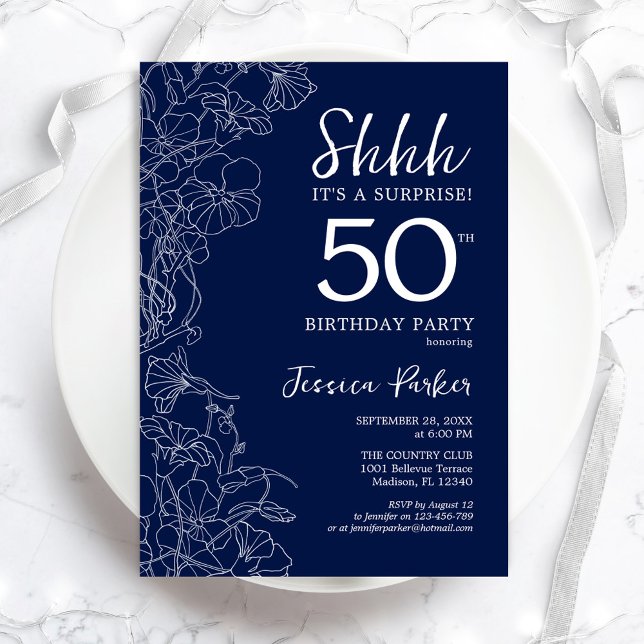 Invitation Marine White Surprise 50e anniversaire (Créateur téléchargé)