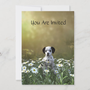 Invitation Marionnette dalmate mignonne dans les marguerites