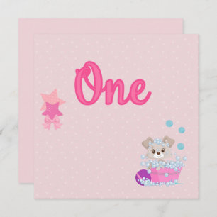 Invitation Marionnette dans le bain une fille d'un an anniver