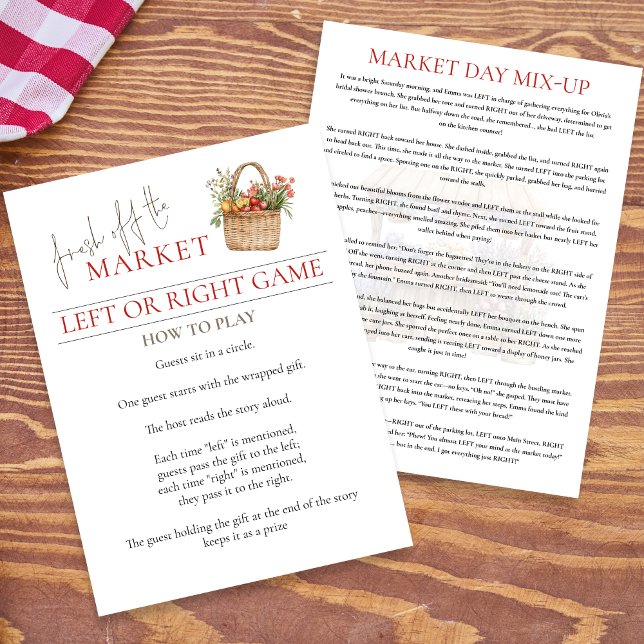 Invitation Market Left Or Right Bridal Shower Game card (View of both sides)