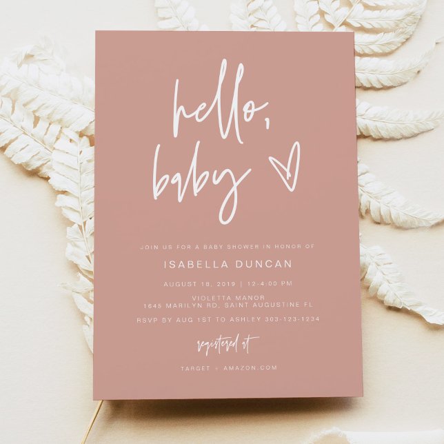 Invitation MARLO Bohemian Blush Hello Baby Baby shower Invita (Créateur téléchargé)