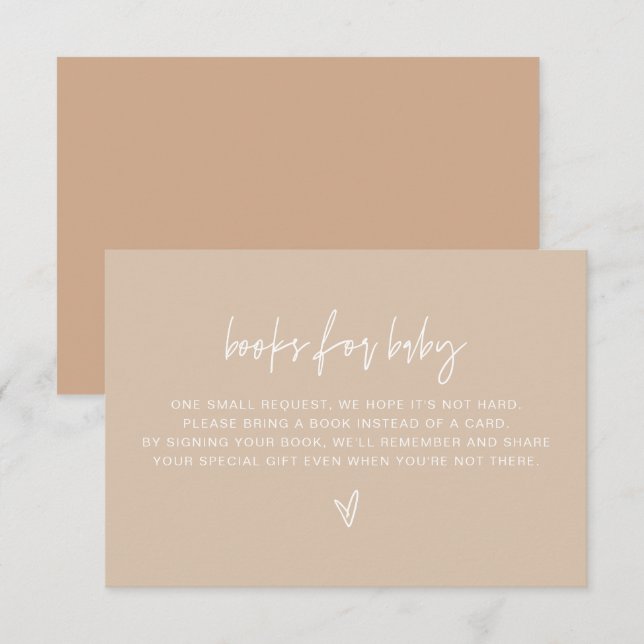 Invitation MARLO Boho Beige Books for Baby shower Game Card (Devant / Derrière)