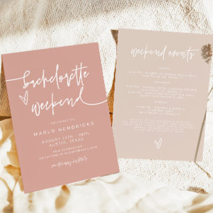 Invitation MARLO Boho Blush Bachelorette Week-end Itinéraire