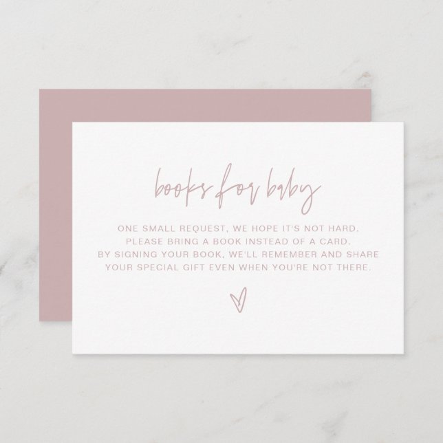 Invitation MARLO Boho Dusty Livres Roses pour Baby Card (Devant / Derrière)
