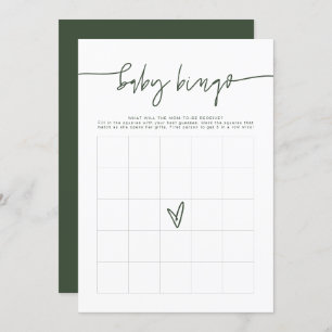 Invitation MARLO Boho Forest Green Baby shower Bingo Jeu