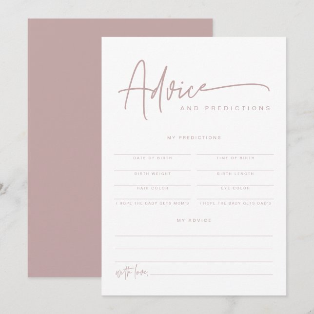 Invitation MARLO Dusty Rose Boho Baby Conseils & Prédictions (Devant / Derrière)