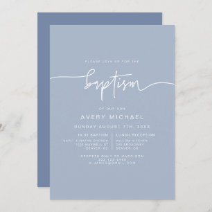 Invitation MARLO Moderne Boho Dusty Blue Boy Baptême