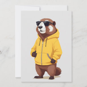 Invitation Marmotte Portant un Sweat - shirt à capuche drôle 