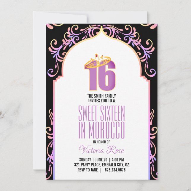 Invitation maroc SWEET SIXTEEN arabnuits PURPLE Invita (Devant)