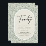 Invitation Marocain moderne bohème vert élégant anniversaire<br><div class="desc">Carte d'invitation moderne bohème élégant marocain d'inspiration 40ème anniversaire. Moderne sur tendance sauge vert couleur arrière.</div>