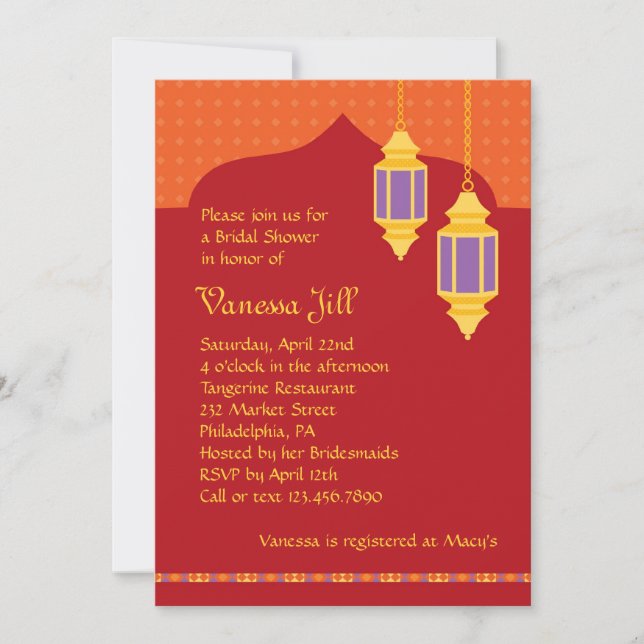 Invitation marocaine de Fête de la mariée de (Devant)