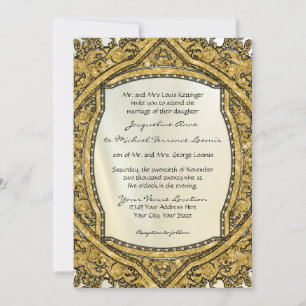 Invitation Marocaine Scroll Gold Parties scintillant Élégant 