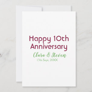 Invitation MARON VERT PASTEL joyeux 10ème anniversaire de mar