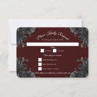 Maroon Black Grey Rose Mariage gothique RSVP Répon
