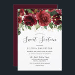 Invitation Maroon Bourgogne Rouge Aquarelle Fleurs Douces 16<br><div class="desc">Burgundy Maroon Rouge Aquarelle Fleurs Sweet 16 Invitation Collection correspondante à Niche et Nest store.</div>
