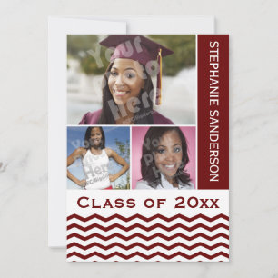 Invitation Maroon Chevron Graduation 3 Photo