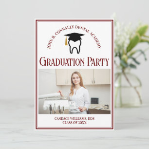 Invitation Maroon Dental School Photo Custom Graduation Party
