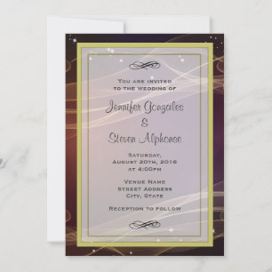 Invitation Maroon Design avec Mariage Wispy Gold Accents