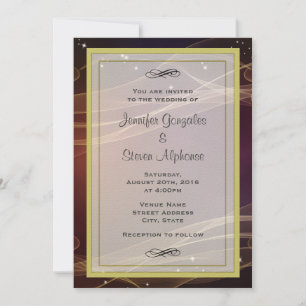 Invitation Maroon Design avec Mariage Wispy Gold Accents