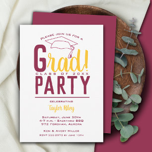 Invitation Maroon et Gold Graduation Party