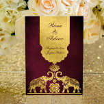 Invitation Maroon et or éléphants mariage indien de luxe<br><div class="desc">Maroon et mandala d'or rangoli éléphants faire-part de mariage indienne de luxe. Classique et élégant.</div>