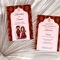 Maroon et or mignon dessin animé de couple de mari
