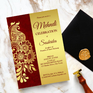 Invitation Maroon et or paisley mehndi