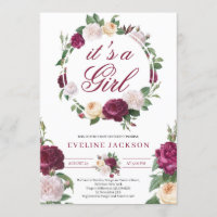 Maroon fleurissant et crème rose fille baby shower