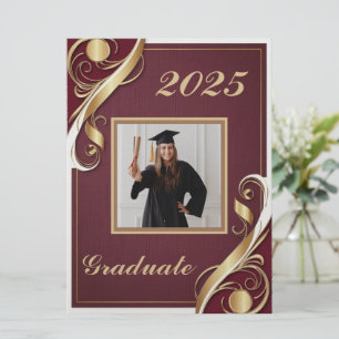 Invitation Maroon Gold White Graduation 2025