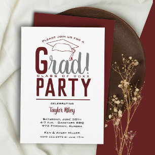 Invitation Maroon Graduation Party