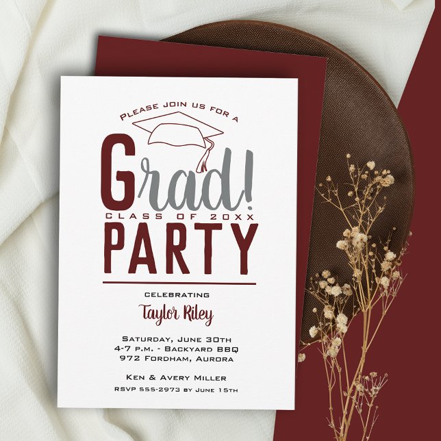 Invitation Maroon Graduation Party (Créateur téléchargé)