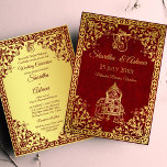 Invitation Maroon or éléphant Indien mariées luxe mariage<br><div class="desc">Maroon de luxe et or orné d'un éléphant mariage indien orné d'une mariée modèle indien téléchargement numérique instantané</div>