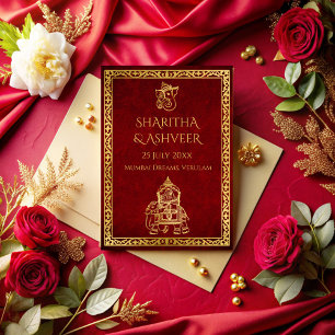 Invitation Maroon or éléphant Indien mariées luxe mariage