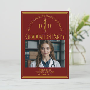 Invitation Maroon Osteopathic Médicale School Graduation Part