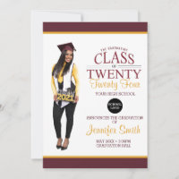 Maroon photo sur mesure et graduation en or