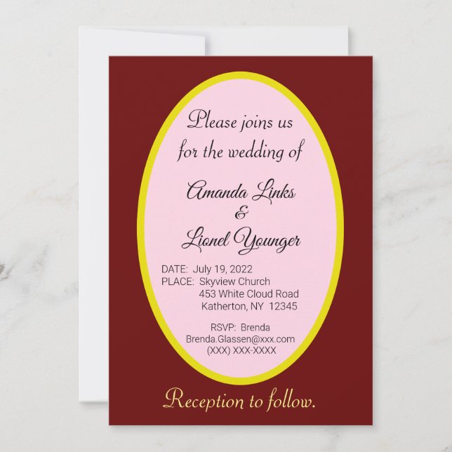 Invitation Maroon & Pink Window Wedding (Devant)