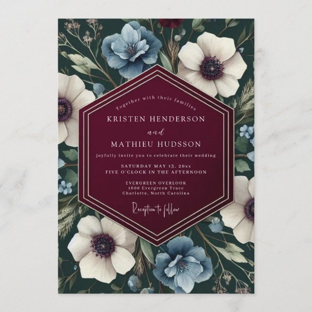 Invitation Maroon Slate Chiaroscuro Wedding (Devant)
