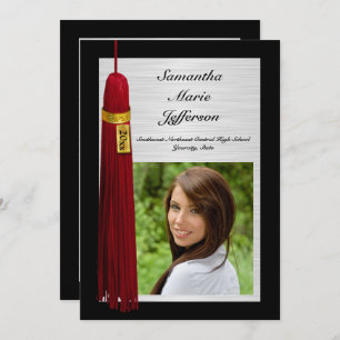 Invitation Maroon Tassel avec la fête de la graduation photo