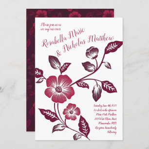 Invitation Maroon Vin Rouge foncé Floral Dogwood Flower Maria