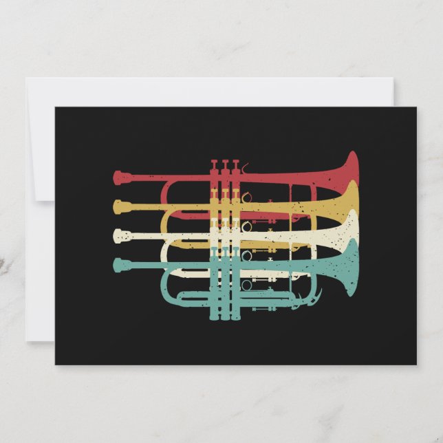 Invitation Marquage Bande Trumpet Player Retro Design (Devant)