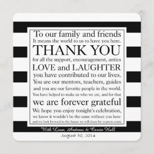 Invitation Marque-Place de Mariage Message de Remerciement