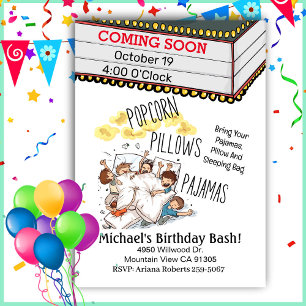Invitation Marquee Boy's Movie Night Anniversaire